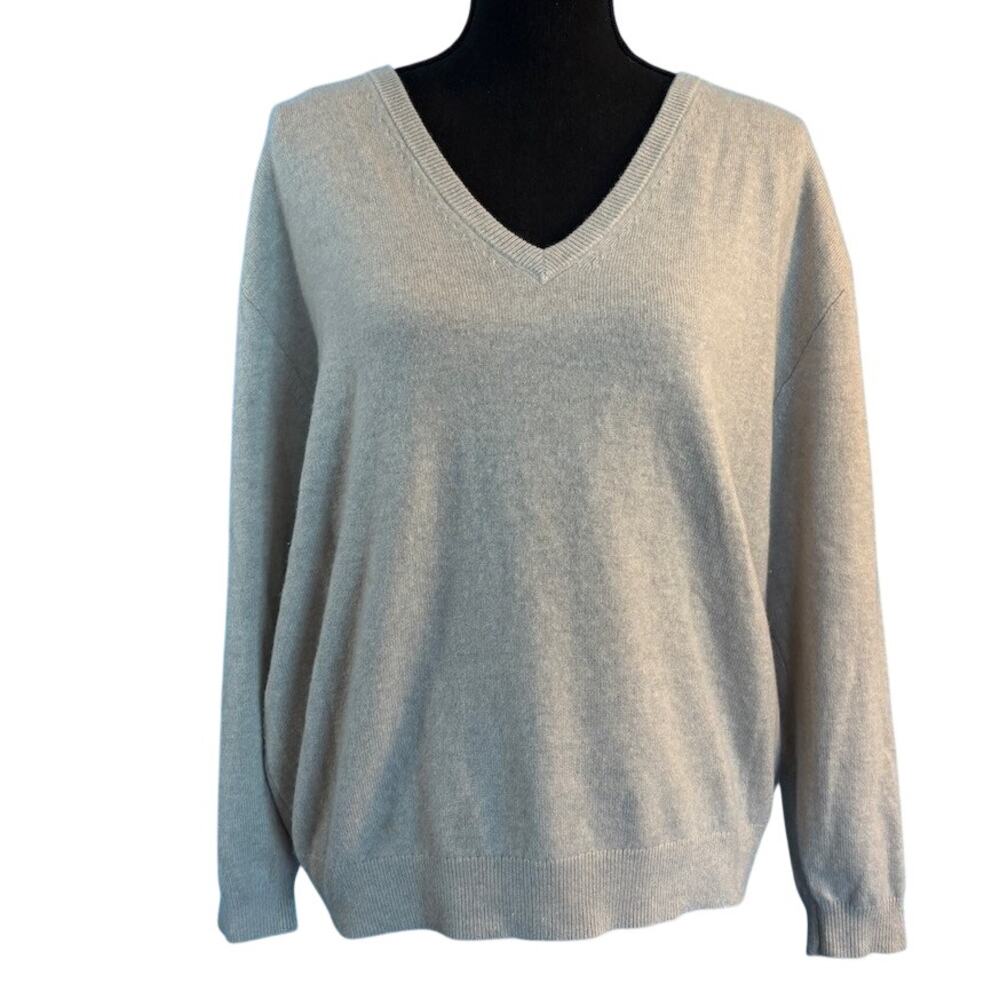 NWOT J. Crew 100% Cashmere Pullover Sweater Boyfriend Fit Drop Shoulder V-Neck M
